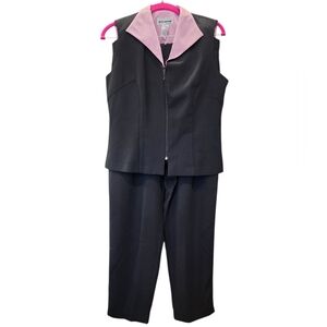 Perceptions Black and Pink Sleeveless Pantsuit
